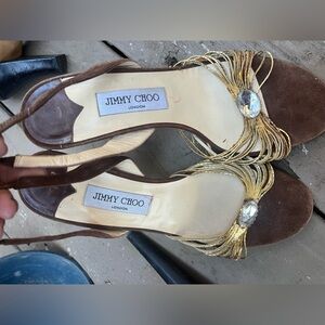 Jimmy Choo Brown and Gold Heels